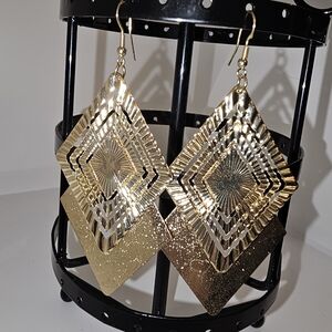 Golden Geometric Dangle Earrings